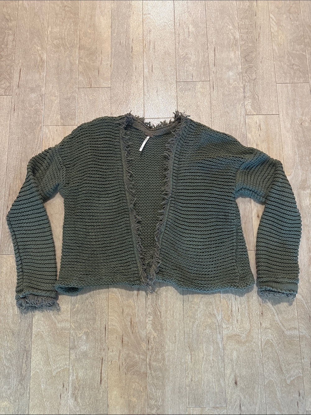Free People Frayed Edge Open-Front Women’s Sweater Cardigan - Olive Sz. Ma